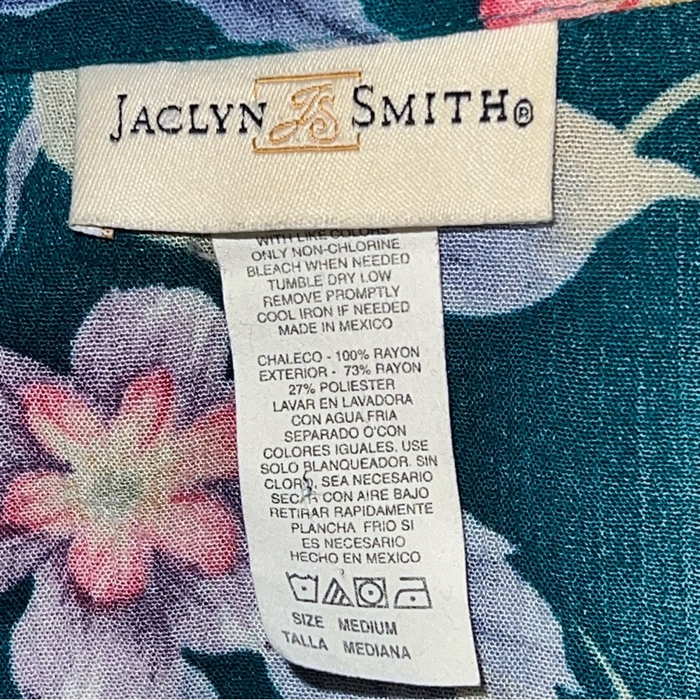 Jaclyn Smith Blue Floral Button Down Vintage Shirt - Picture 3 of 11